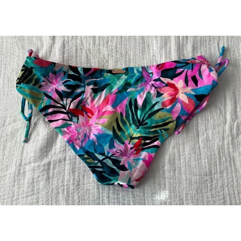 Raisins Juniors' Luna Tropical-Print Side-Tie Bikini Bottoms NEW NWT - Picture 7 of 8